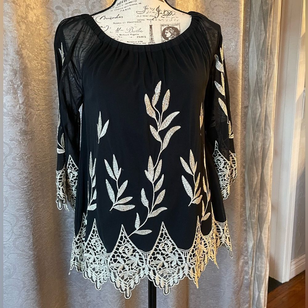 Alfani Petite Embroidered Blouse